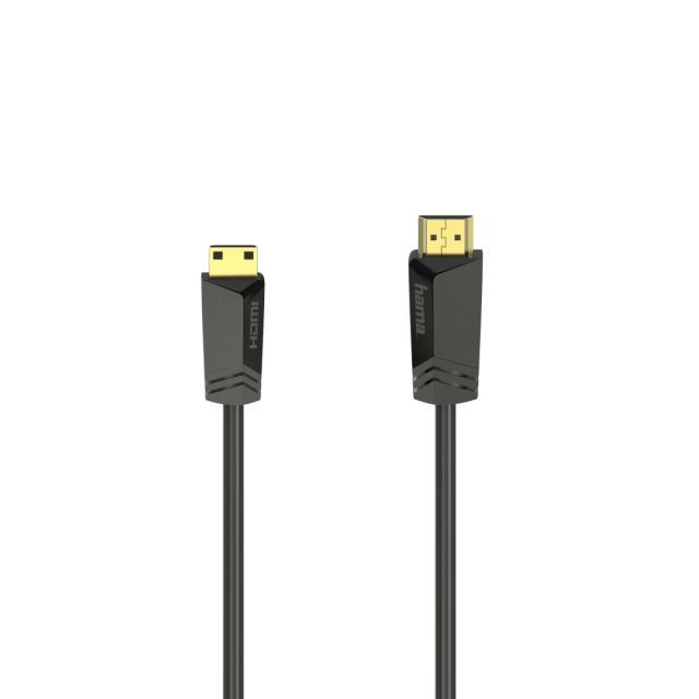 Кабел HAMA, HDMI мъжко - mini HDMI мъжко, 1.5 м, Позл.конектори, Черен 