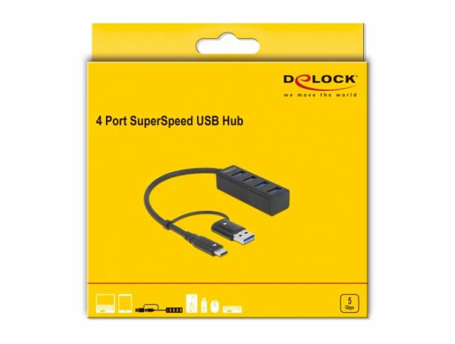 USB Hub, 4 Port, DELOCK-63828 