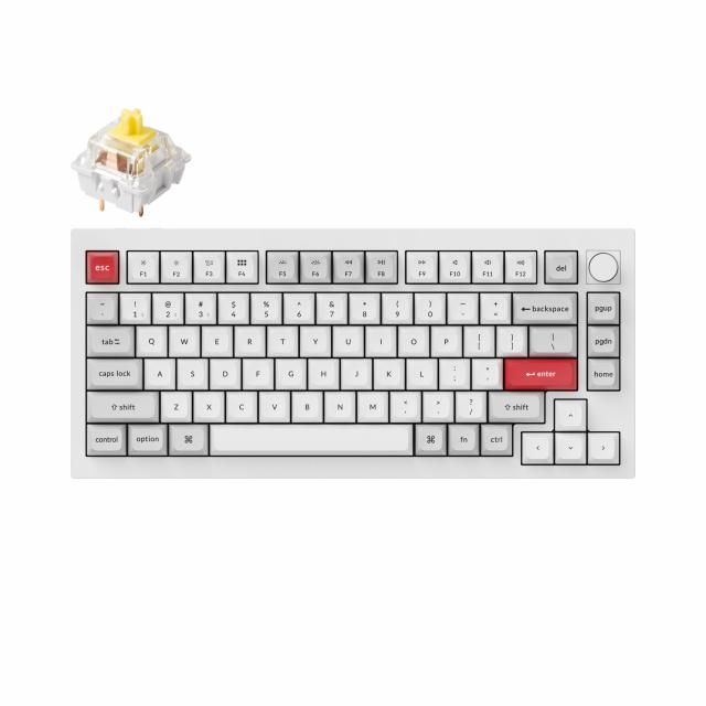 Keyboard Keychron Q1 Pro White-Grey QMK TKL K Pro Banana Switch RGB LED PBT 