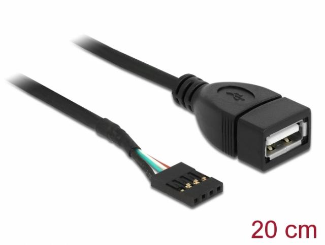 Кабел DeLock USB Pin header женско > USB 2.0 type-A женски, 20 cm 