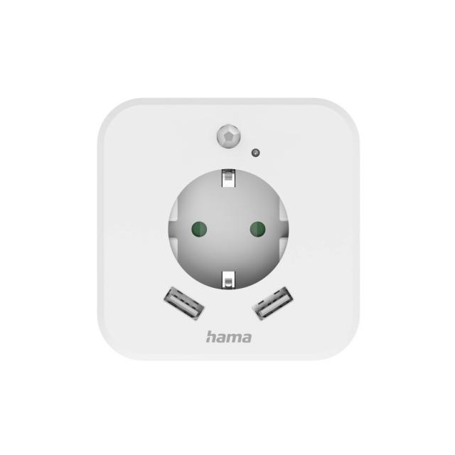 Нощна лампа с контакт HAMA, USB, 2.4 A, 2 изхода, 223498 