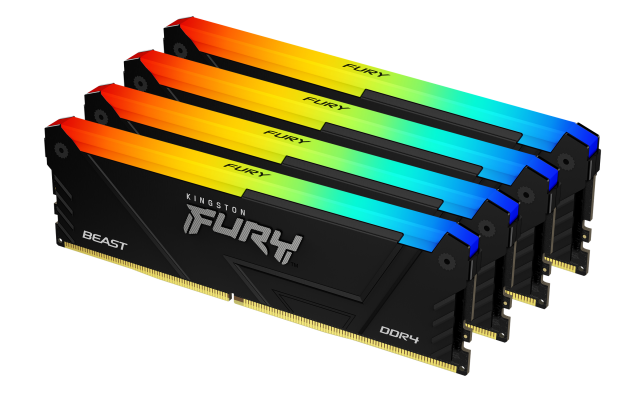 Memory Kingston FURY Beast Black RGB 32GB(4x8GB) DDR4 2666MHz CL16 