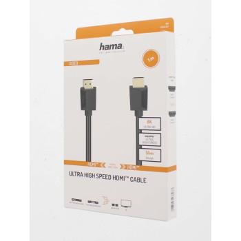 Кабел HAMA High Speed, HDMI мъжко - HDMI мъжко, 8K, 48GB/s, Ethernet , 2 м, Позл. конектори, Черен 