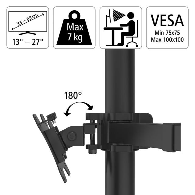 Hama Monitor Holder, 3 Monitors, Swivel/Tilt, 13" - 27", 118495 