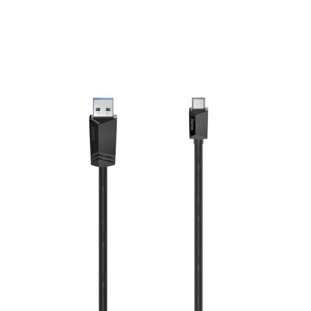 Кабел HAMA USB-C мъжко-USB-A мъжко, USB 3.2 Gen 1, 5Gbit/s, 0.75 м., Черен 