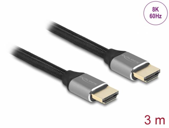 Delock Ultra High Speed HDMI Cable 48 Gbps 8K 60 Hz grey 3 m certified 