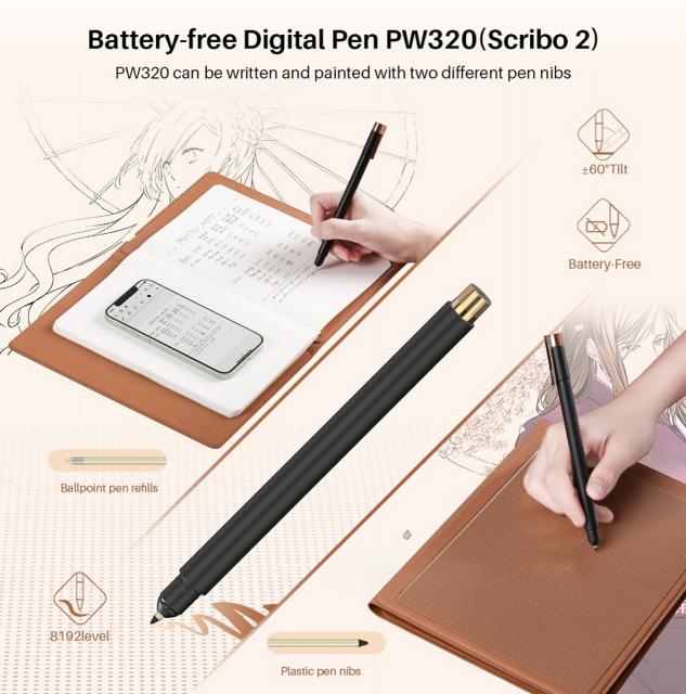 Цифрова писалка за таблет HUION Scribo PW320, За модели Huion Note X10 