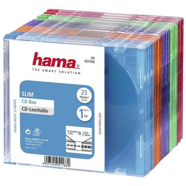 Slim CD кутийки за дискове Hama, опаковка от 25 бр, 51166 