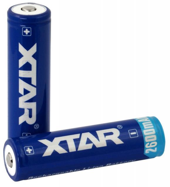 Rechargeable Battery XTAR 18650  for torches with protection, 2600mAh, Li-ion 