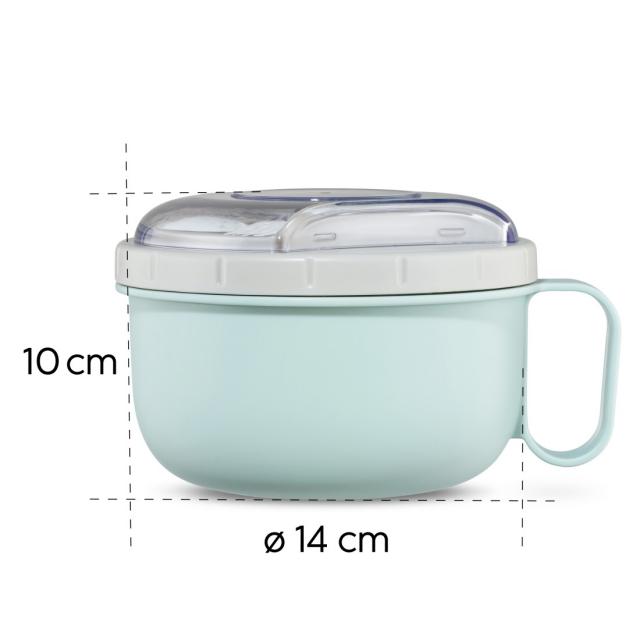 Xavax Round Lunch Box, for Microwave, with Cutlery, 1100 ml, pastel blue / grey 