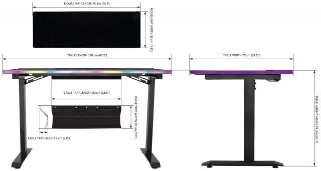 Gaming desk Cooler Master GD120 ARGB, Black  