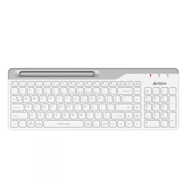 Wireless Keyboard A4TECH FBK25, Bluetooth & 2.4G, White, Smartphone Cradle 