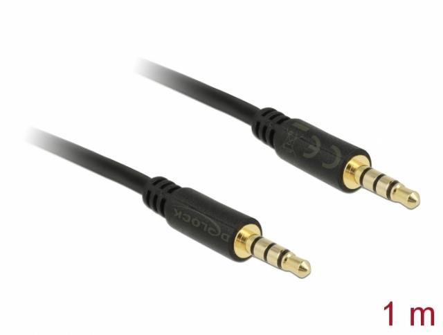 Delock Stereo Jack Cable 3.5 mm 4 pin male to male 1 m black 