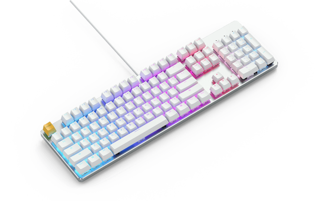 Mechanical Keyboard Glorious White Ice GMMK RGB Full Size, Gateron Brown US Layout 