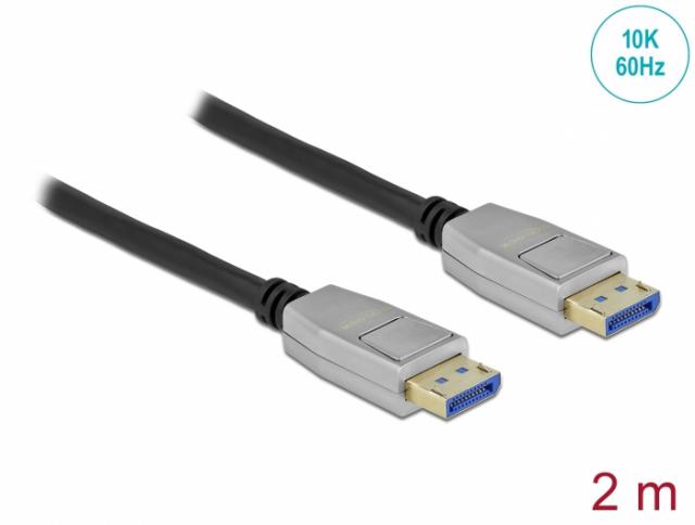 Кабел Delock DisplayPort 2.0 мъжко - DisplayPort мъжко, 2.0м, 10K, 54 Gb/s, Черен 