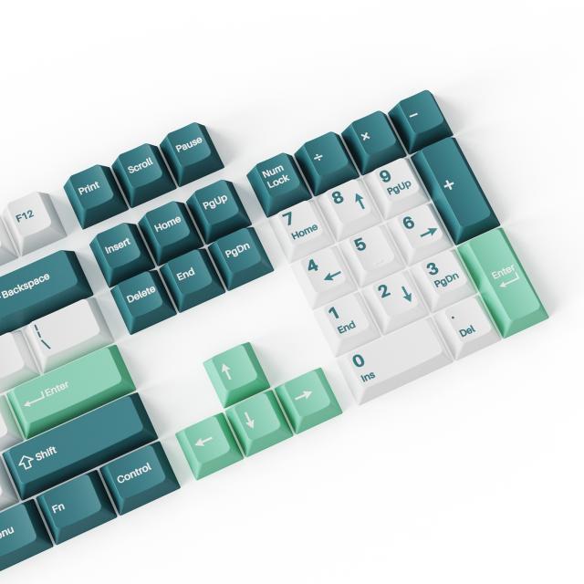 Капачки за механична клавиатура Keychron Cherry Profile Double - Shot PBT Full Set 219 Keycaps - White Mint 