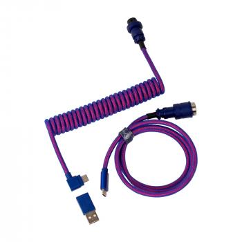 Keychron Premium Angled Purple Coiled Aviator Custom USB Cable, USB-C - USB-C, Purple