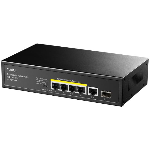 Switch Cudy GS1005PTS1, 5-Port Gigabit PoE+ Switch with 1 SFP Slot 