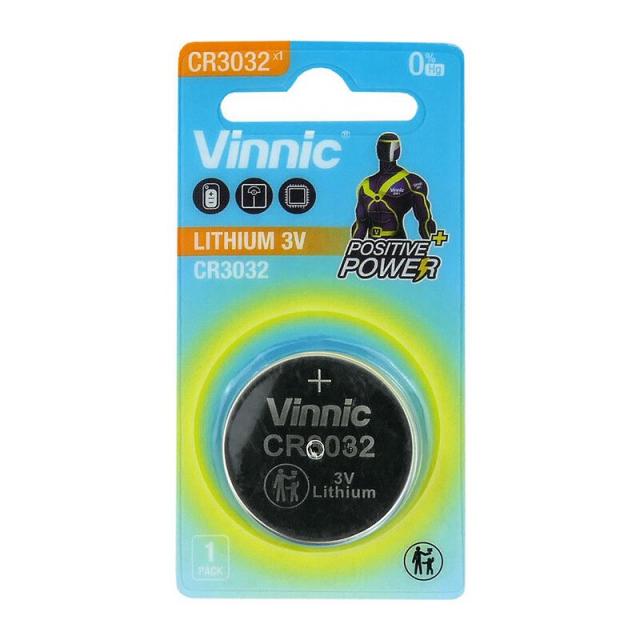 Lithium Button Battery VINNIC CR-3032 3V  1 pcs in blister /price for 1 battery/ 