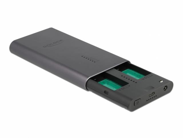 Delock External Enclosure for 2 x M.2 NVMe PCIe SSD with USB Type-C female and Clone function 
