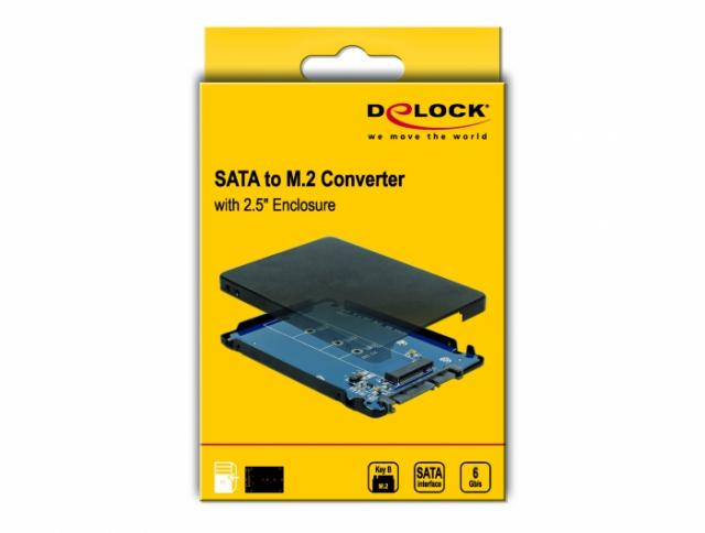 Delock 2.5″ Converter SATA 22 pin > M.2 with Enclosure 