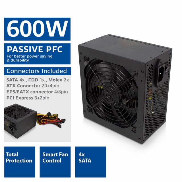 Power Supply Ewent EM3908, ATX 600W V3.1 