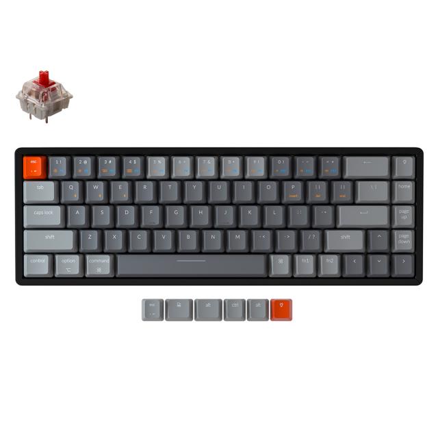 Mechanical Keyboard Keychron K6 Aluminum 65% Gateron Red Switch RGB LED Gateron Red Switch ABS 