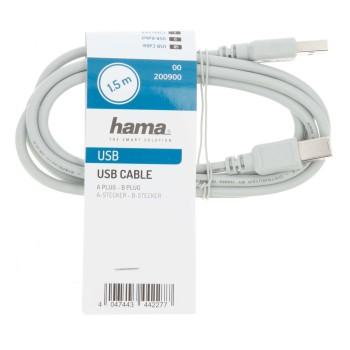 Кабел HAMA 200900 USB-A мъжко - USB-B мъжко, 1.5 м 