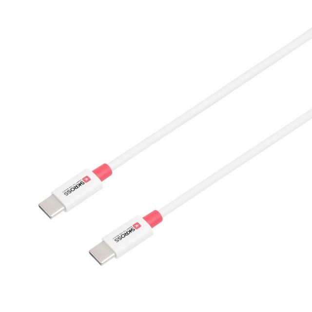 Кабел Skross, USB-C - USB-C 2.0 мъжко, 0.15 м, Бял 