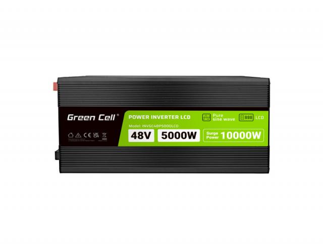 Инвертор GREEN CELL, 48/220V,  DC/AC, 5000W/10000W,INVGCP5000LCD  LCD чиста синусоида 