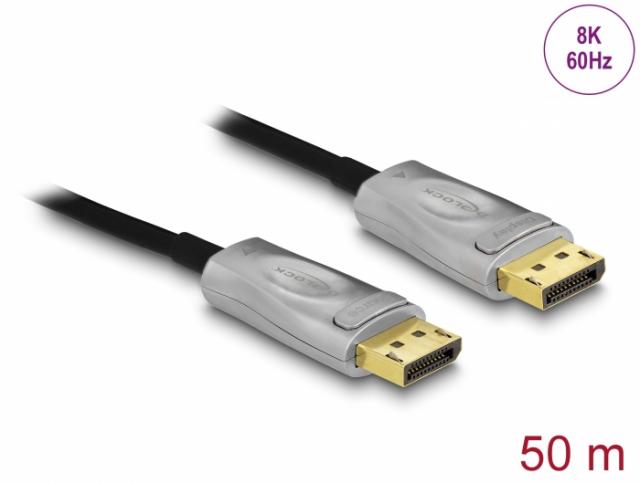 Оптичен кабел Delock, Активен, DisplayPort 1.4 8K, 50 m 