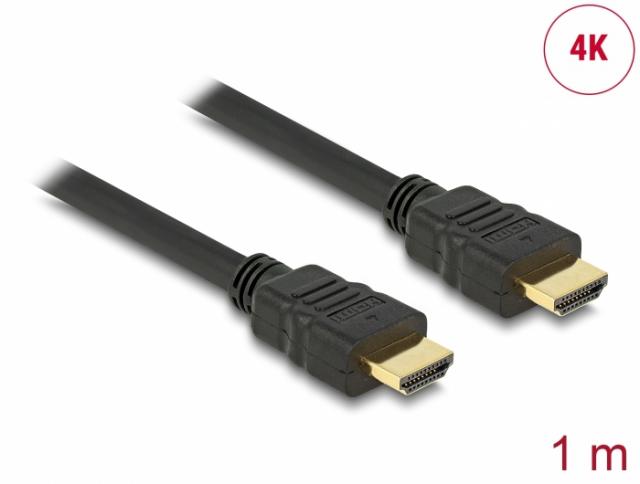 Delock Cable High Speed HDMI with Ethernet – HDMI A male > HDMI A male 4K 1.0 m 