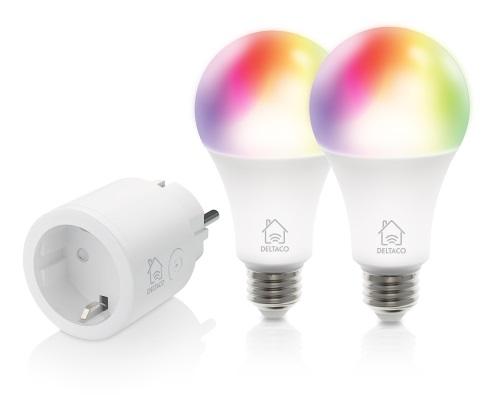 Starter kit DELTACO SMART HOME smart plug and 2x RGB LED lights 