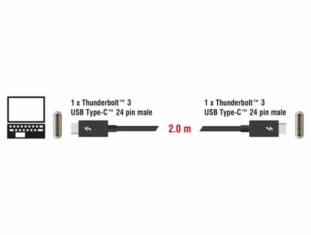Delock Thunderbolt™ 3 (20 Gb/s) USB-C™ cable male > male passive 2.0 m 3 A black 