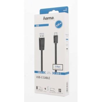 Кабел HAMA USB-C мъжко-USB-A мъжко, USB 3.2 Gen 1, 5Gbit/s, 0.25 м., Черен 