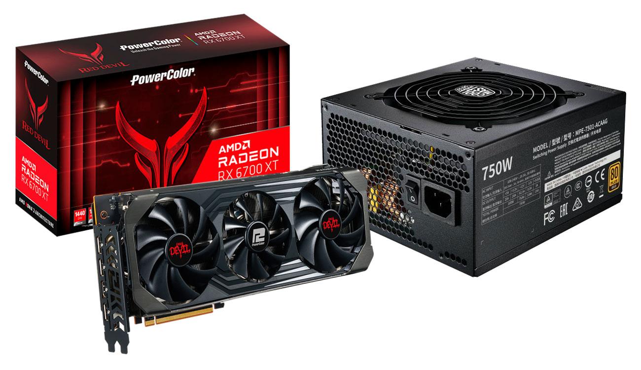 Set Graphic card Red Devil AMD Radeon RX 6700XT 12GB GDDR6, PS