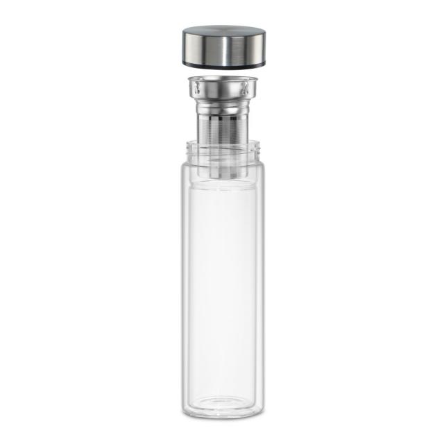 Xavax To Go Glass Bottle, 450ml, with Protective Sleeve, Insert, for Carbonated & Hot/Cold 