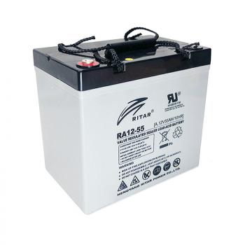 Lead Battery AGM Deep cycle for solar systems RITAR (DC12-55)12V/55Ah -229 / 138 /211 mm  F15/M6 / F11/M6  RITAR