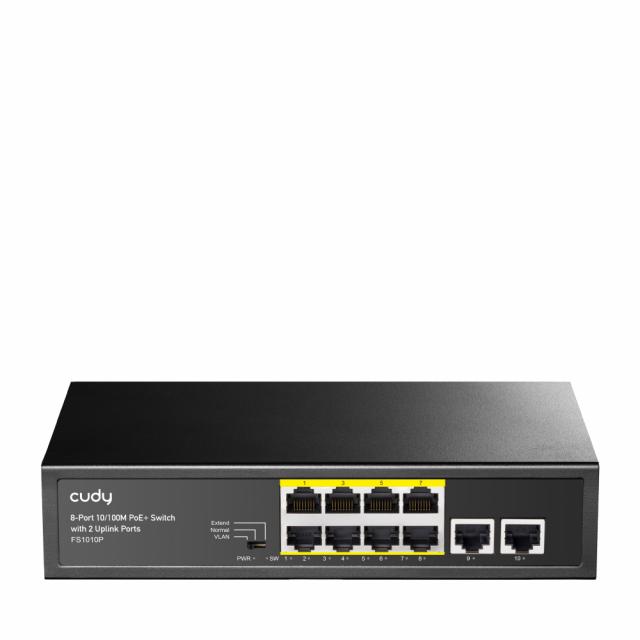 Суич Cudy FS1010P, 8 портов, 10/100, PoE+ Switch 120W, 2 x Uplink порта 