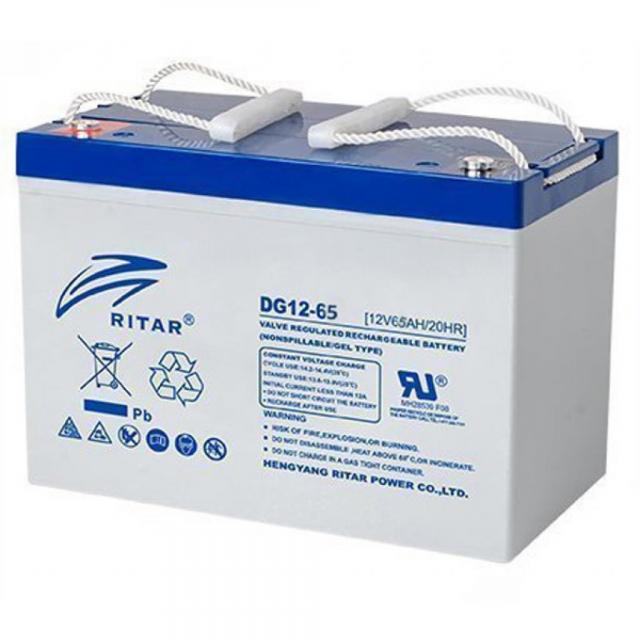 Lead Battery gel for solar systems RITAR (DG12-65)12V/65Ah -350 / 167 /182 mm  F5/M8 / F11/M6  RITAR 