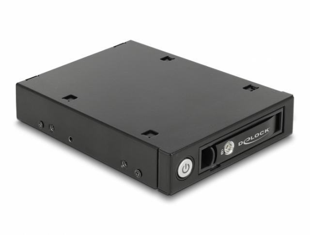 Чекмедже Delock 3.5″, За 1 x 2.5″ U.2 NVMe SSD или SATA / SAS HDD / SSD, Черен 