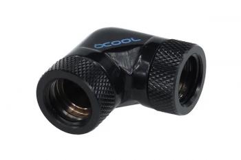 Alphacool HF L-connector 90° - G1/4 revolvable - 2x inner thread, Black matte