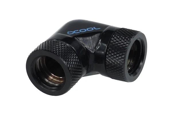 Alphacool HF L-connector 90° - G1/4 revolvable - 2x inner thread, Black matte 