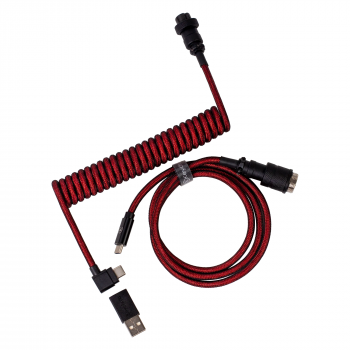 Кабел за клавиатура Keychron Premium Angled Red Coiled Aviator Custom USB Cable, USB-C - USB-C
