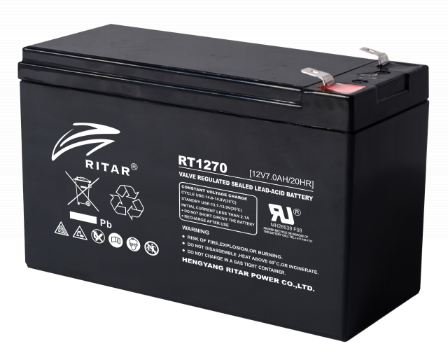 Lead Battery (RT1270) AGM  12V / 7Ah - 151 / 65 / 94 mm T1  RITAR 