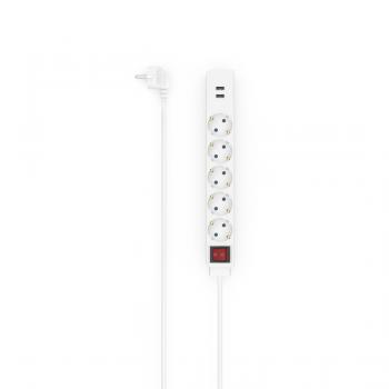 Hama Power Strip, 5-Way, USB-A 17 W, Switch, 223183