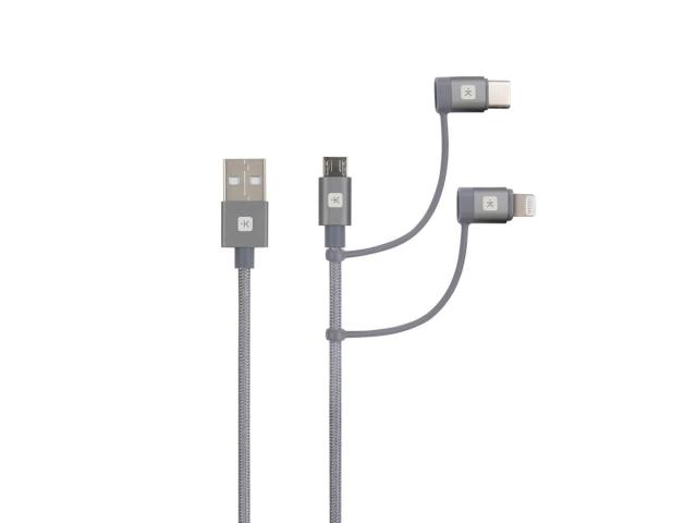 Skross 3 in 1 Cable, USB-A - USB-C/ Lightning/ Micro USB, 0.3 m 