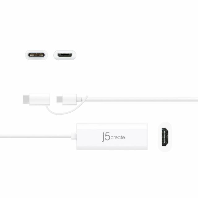 Видео адаптер j5create JUA165C, За андроид, USB-C/USB-B мъжко - HDMI женско, Бял 