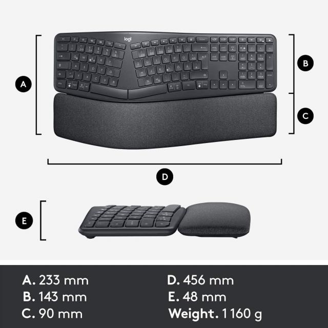 Безжична клавиатура Logitech ERGO K860 