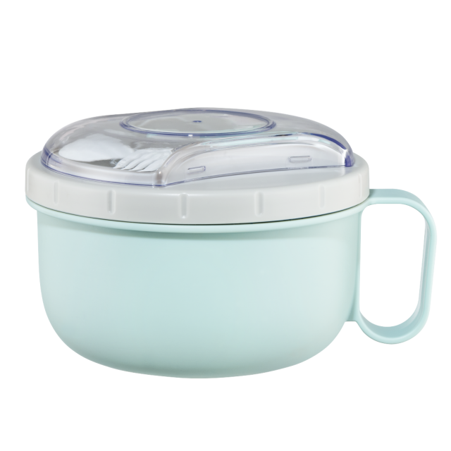 Xavax Round Lunch Box, for Microwave, with Cutlery, 1100 ml, pastel blue / grey 